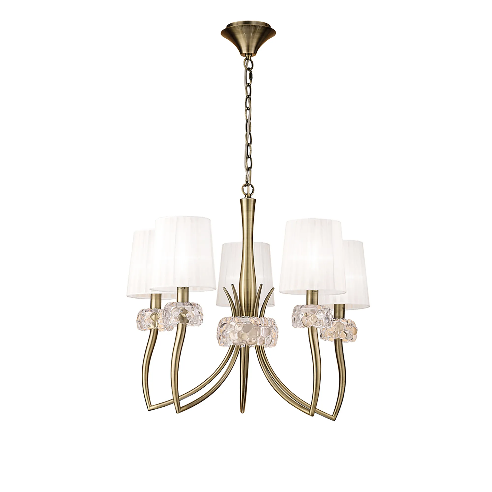 M4631AB/WS  Loewe Pendant 5 Light Antique Brass